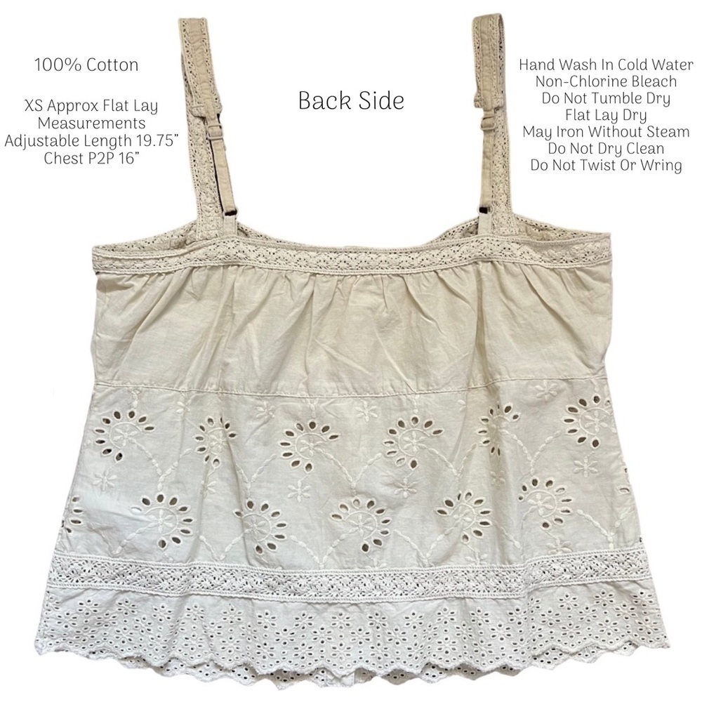 GUESS Lost in Thyme Cotton Button-Front Eyelet Tank Top - Picture 4 of 6